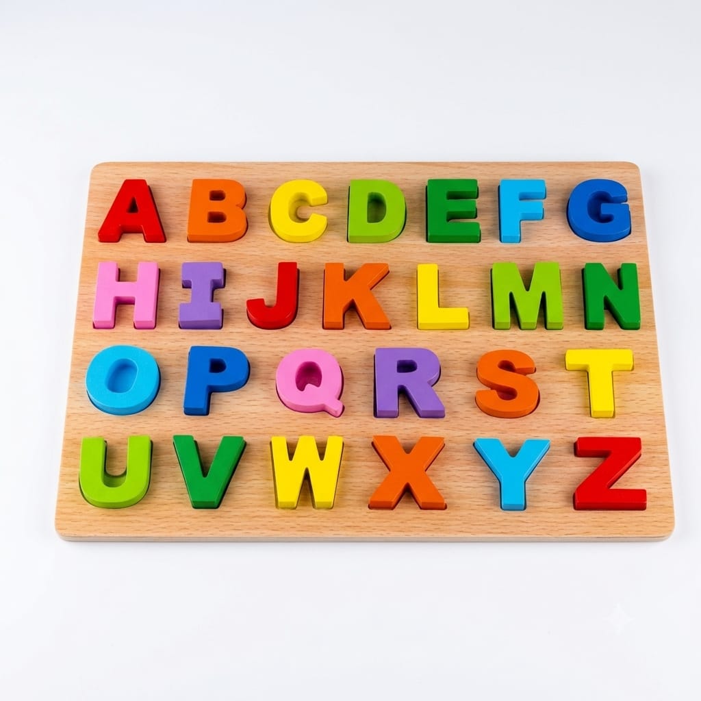 Montessori Wooden Alphabet Puzzle Board for Kids | Colorful ABC Learning & Educational Toy