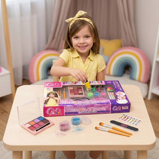 Deluxe Nail Art Salon Set for Girls | Complete DIY Manicure & Nail Decoration Kit | Kids Beauty Makeup Play Set Gift