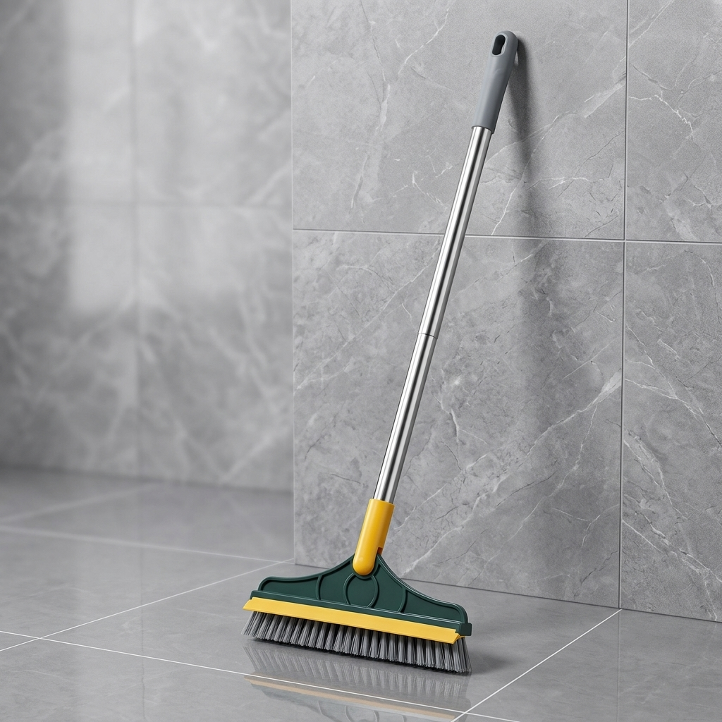 Premium 2-in-1 Floor Scrub Brush with Squeegee | 120° Rotating Triangular Cleaning Wiper for Bathroom, Kitchen & Tiles