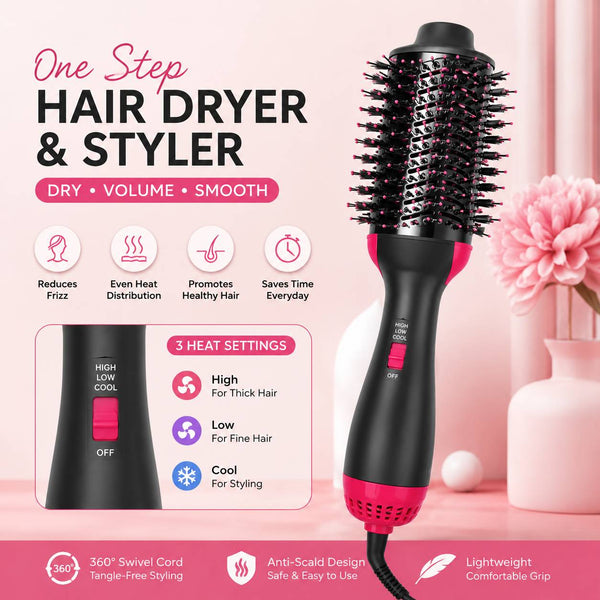4-in-1 One Step Hair Dryer, Straightener &amp; Volumizer Brush