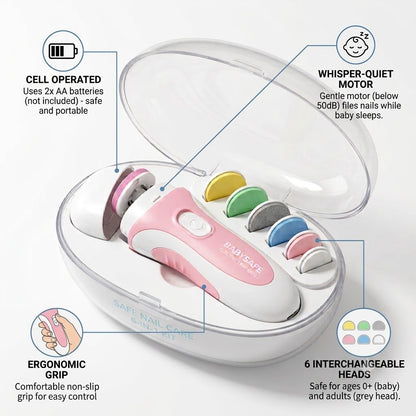 SafeTrim™ 6-in-1 Electric Baby Nail Trimmer & Grinder Kit