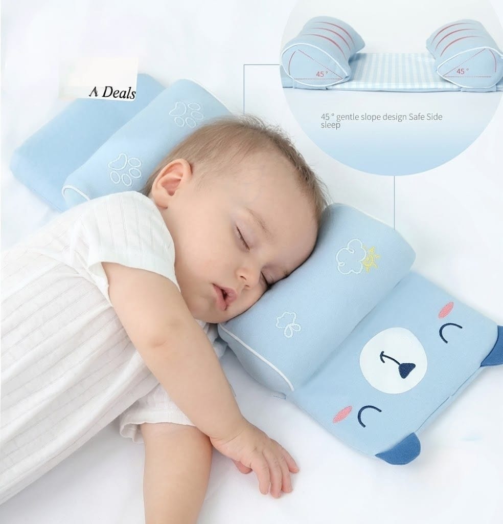 Premium Adjustable Baby Head Shaping Pillow & Anti-Roll Side Sleeper