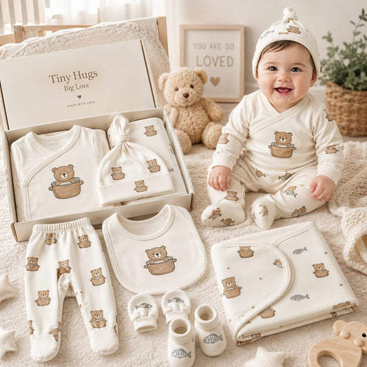 11-in-1 Newborn Baby Clothing Gift Set | Soft Cotton Infant Essentials Kit | Unisex Baby Starter Pack