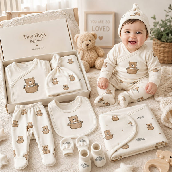11-in-1 Newborn Baby Clothing Gift Set | Soft Cotton Infant Essentials Kit | Unisex Baby Starter Pack