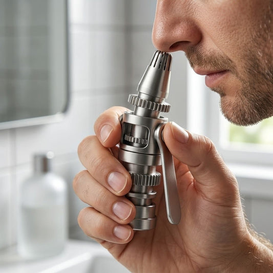 Premium Stainless Steel Manual Nose Hair Trimmer – Painless, Portable & Washable Grooming Clipper